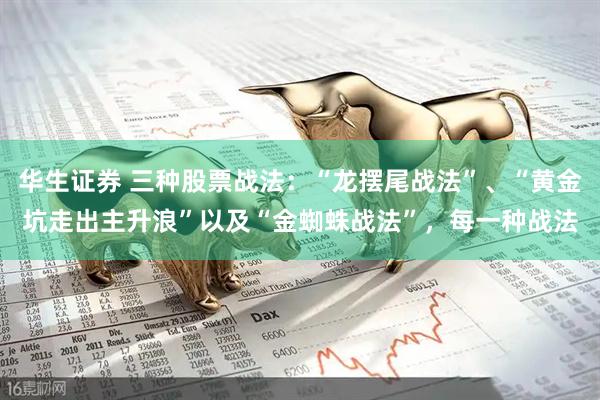 华生证券 三种股票战法:“龙摆尾战法”、“黄金坑走出主升浪”以及“金蜘蛛战法”,每一种战法