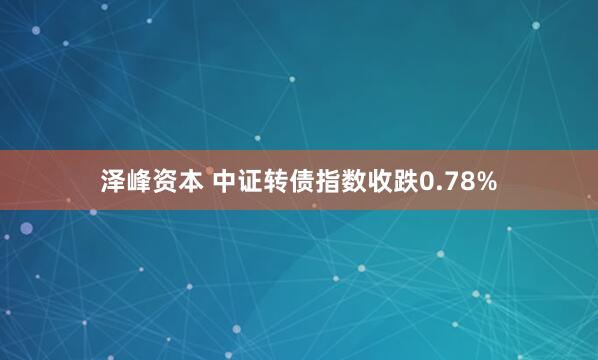 泽峰资本 中证转债指数收跌0.78%